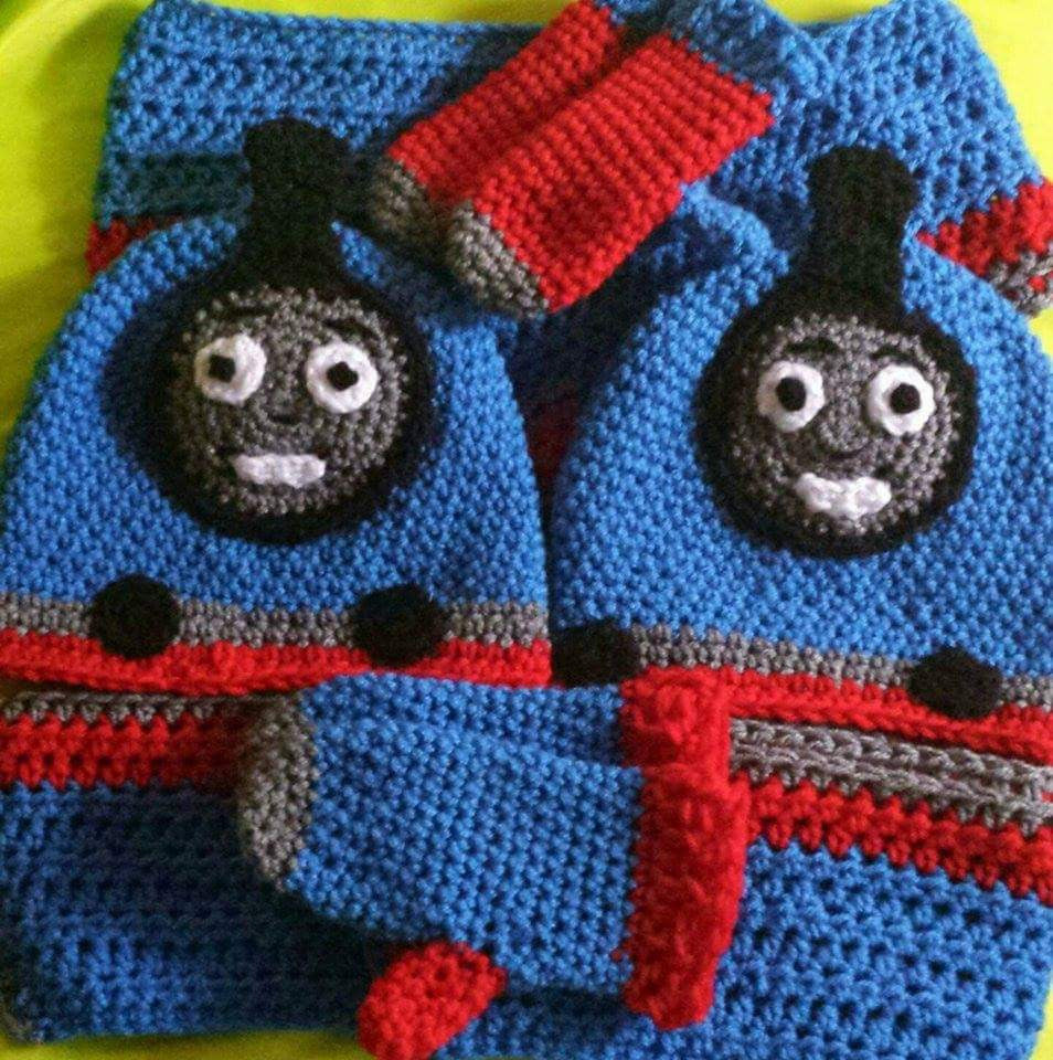 Thomas the Train Character Inspired Hat, Scarf & Mittens Set
