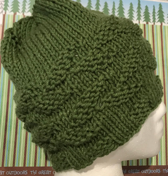 Alternating Welted Leaf Knit Hat