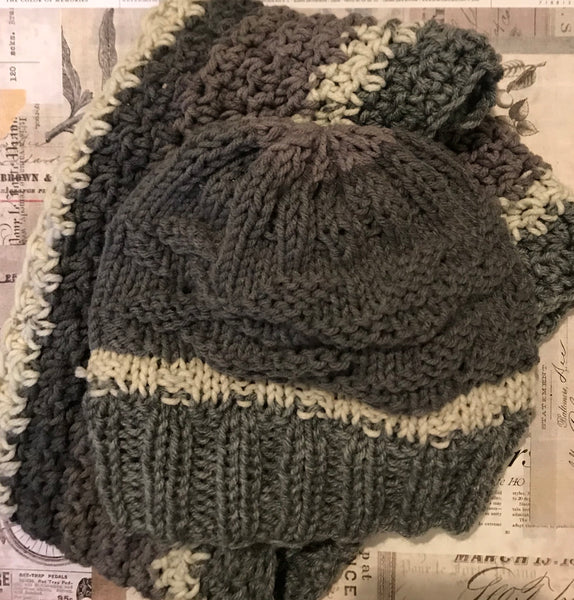 Knit Hat Crocheted Scarf