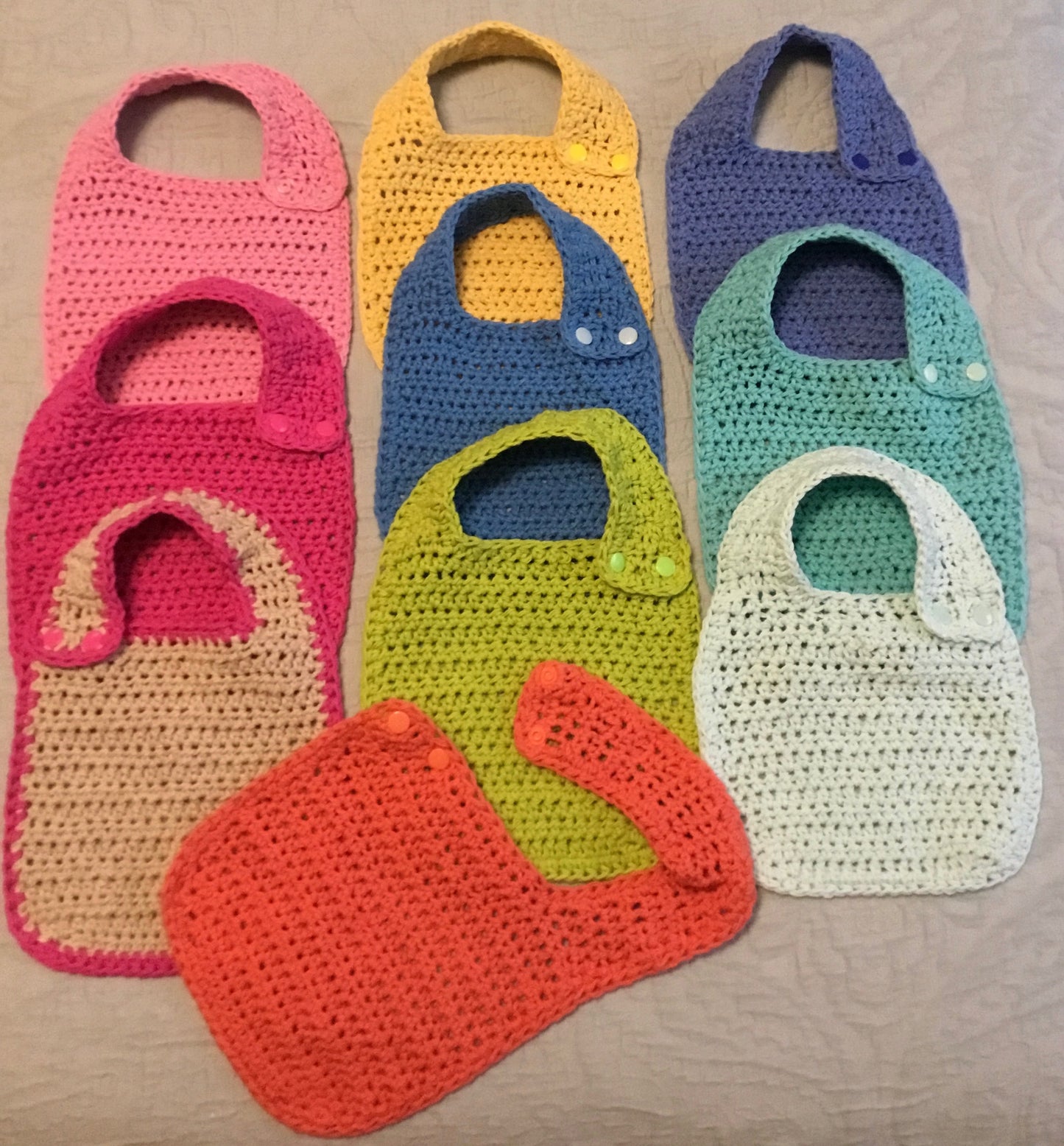Crocheted Cotton Snap-on Baby Bibs