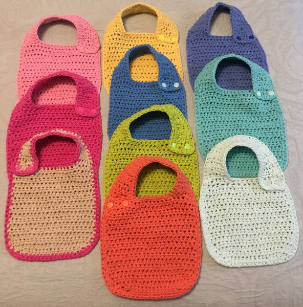 Crocheted Cotton Snap-on Baby Bibs