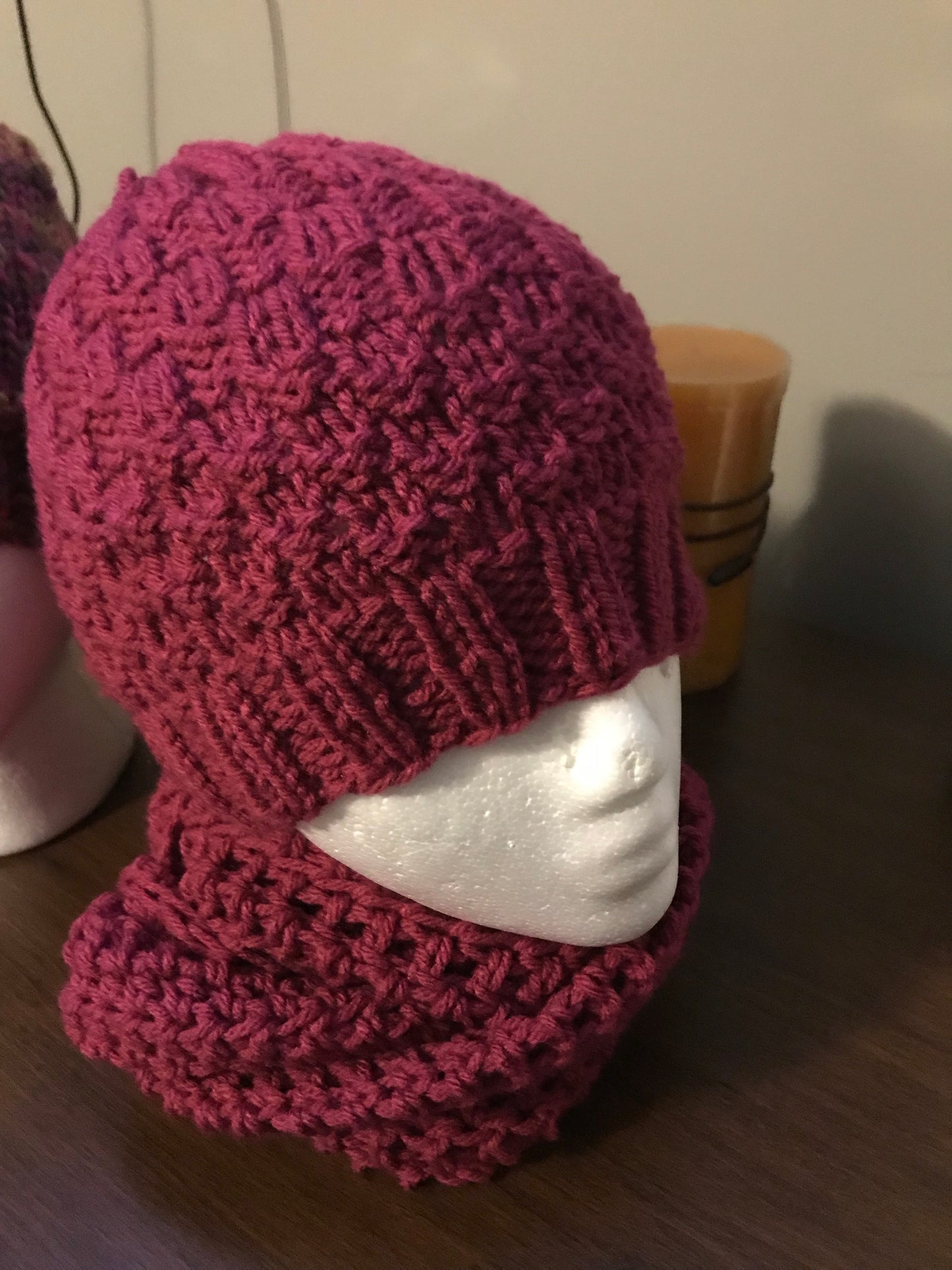 Rich Orchid Knit Hat and Scarf Set
